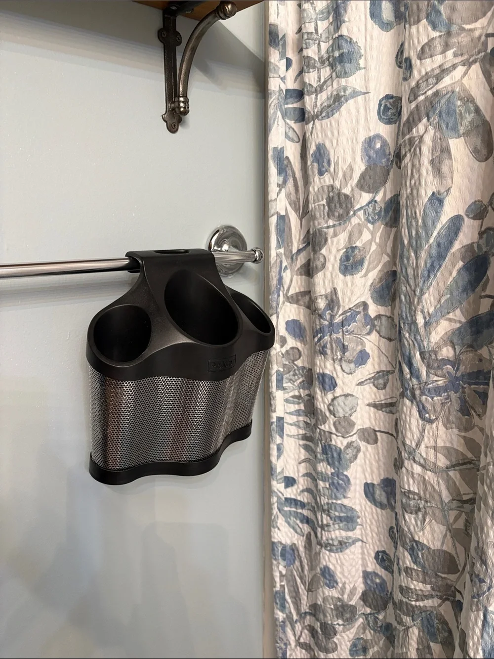 Polder Black & Silver Mesh Multi-Compartment Countertop Organizer